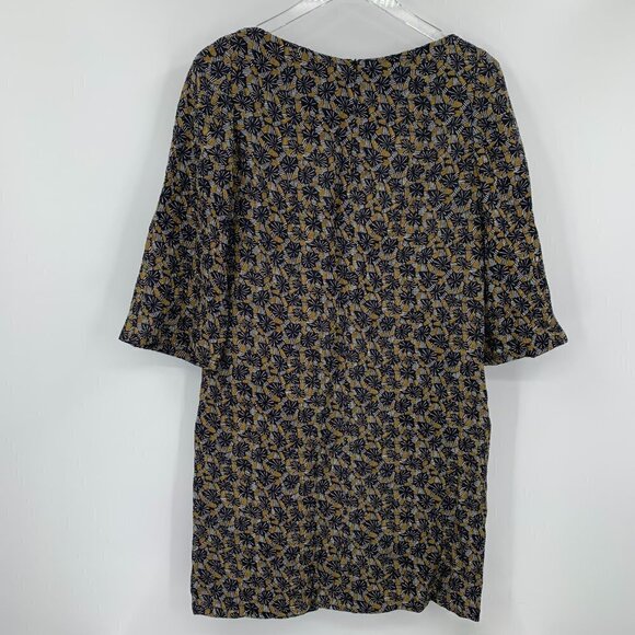 Piazza Sempione silk shift dress pattern print gold tribal black new 40 4 - Picture 3 of 5